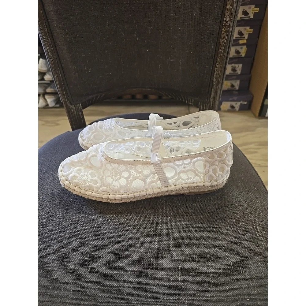 Women's Celia Floral Lace Mary Jane Espadrille‎ Flat with Memory Foam Insole 9.5